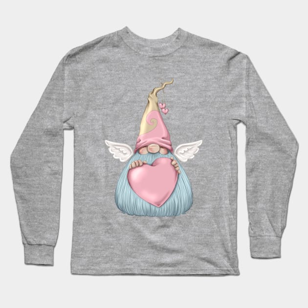 Cheerful Cupid Tomte Gnome Long Sleeve T-Shirt by thewickedmrshicks